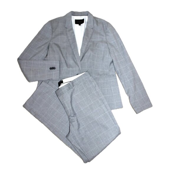 BANANA REPUBLIC *Like New* 2-Piece Tailored Pant Suit in Gray Geometric (Large) - Picture 1 of 14